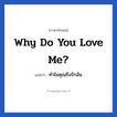 Why do you love me? แปลว่า?, วลีภาษาอังกฤษ Why do you love me? แปลว่า ทำไมคุณถึงรักฉัน